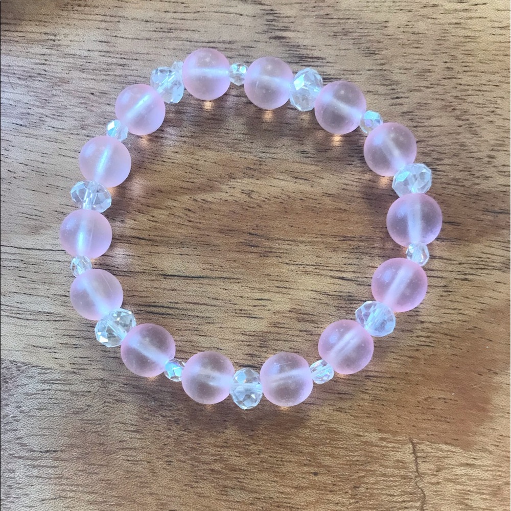 Brushed glass pink/ clear beads